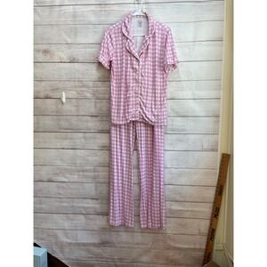 CADEN LANE BAMBOO PINK GINGHAM PAJAMA SET
